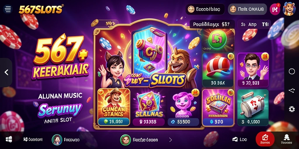 Tampilan gameplay <strong>567SLOTS</strong> dengan musik yang menghibur dan slot yang menarik.