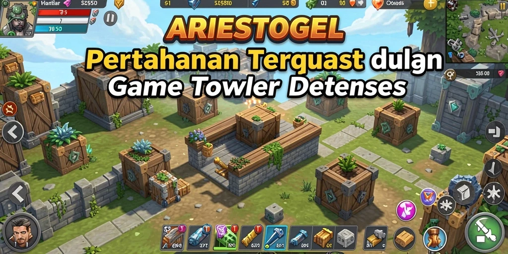 Tangkapan layar menampilkan pertarungan seru dalam ARIESTOGEL Tower Defense.