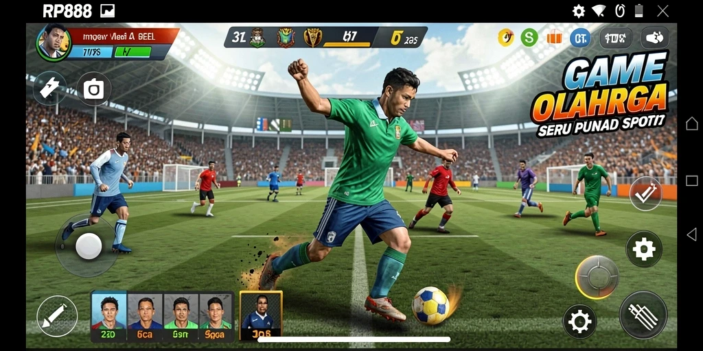 Tampilan gameplay seru dalam RP888 menunjukkan aksi olahraga yang mendebarkan.
