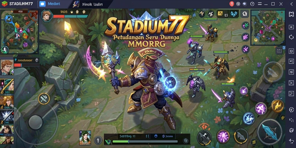 Tampilan gameplay STADIUM77 dengan grafis yang memukau dan dunia yang luas.