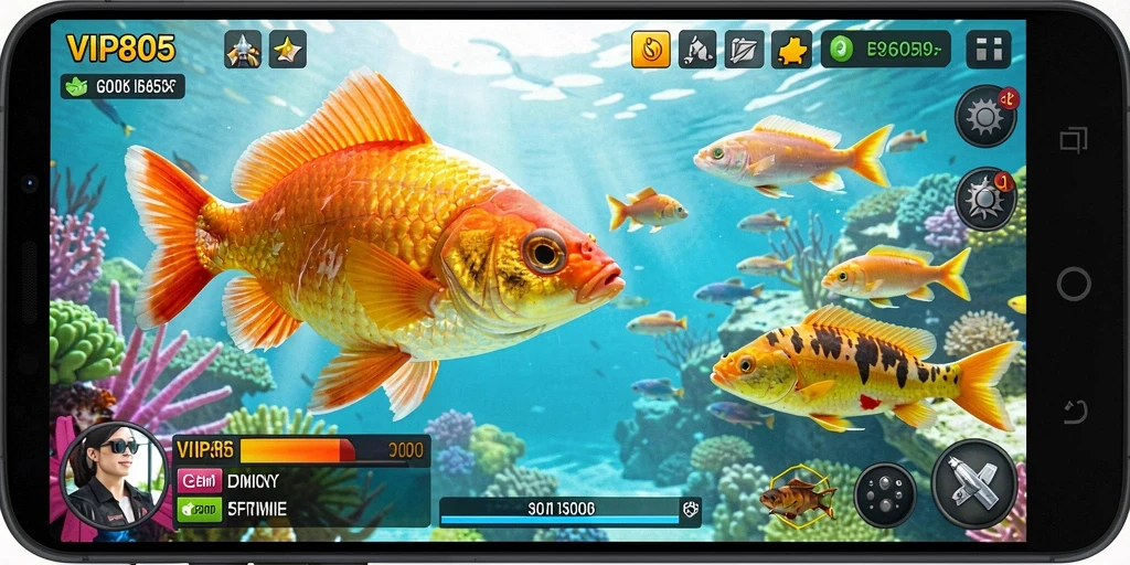 Tampilan gameplay seru dari VIP805 dengan aksi tembak ikan.